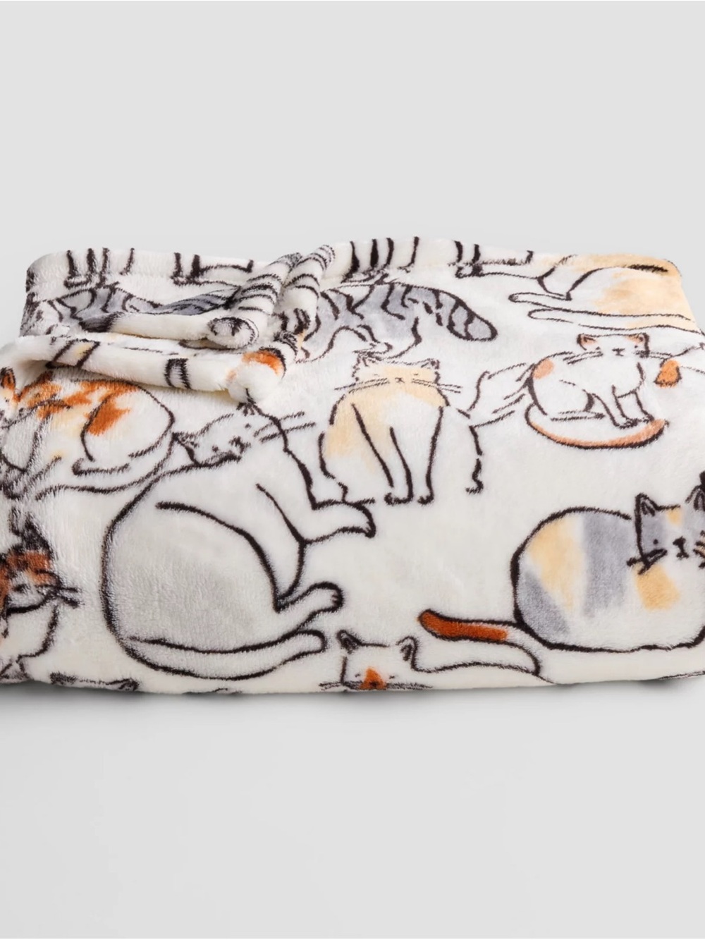 The Big One Oversized Supersoft Plush Throw Tan Cats Blanket, NWT